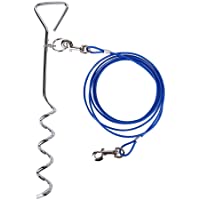 CtopoGo Correa De Perro (3 M - 5M - 10M) con Espiga De Estaca En Tierra Espiral De 46 cm- Salida para Patio Al Aire…